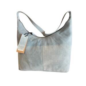 Margot New York Gaby Maxi Hobo Bag Suede Blue